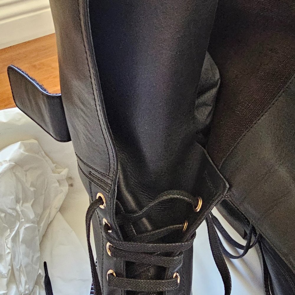 NEW Chanel lace up boots SZ 37 (hard to find + unworn) - Picture 9 of 11